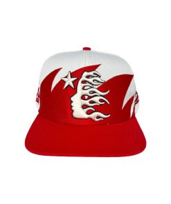 Shark Teeth Snapback (Off White/Red)